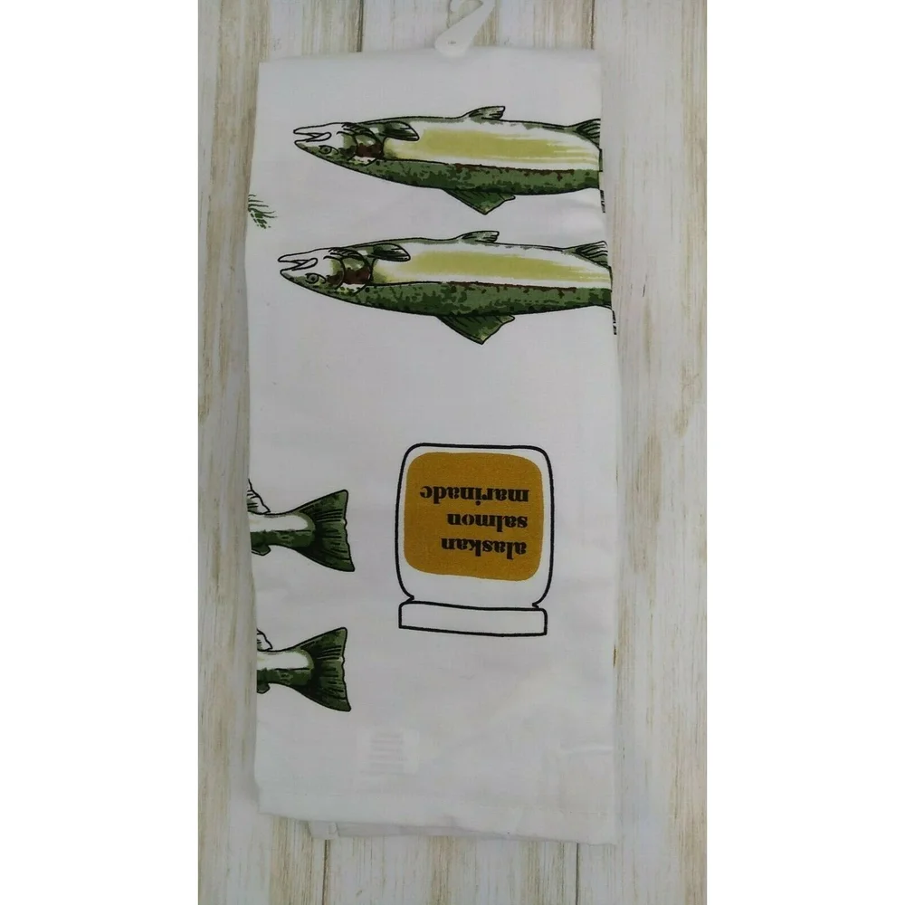 Alaskan Fish Flour Sack Kitchen Towel and Cookie Cutter New
